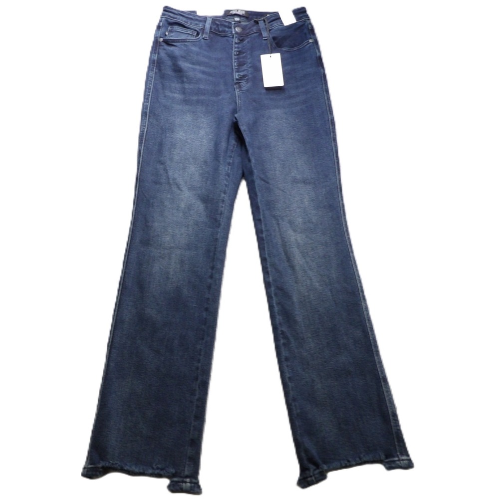 NWT Judy Blue Button Fly High Waist Straight Leg Raw Hem Denim Jeans Women 11 30